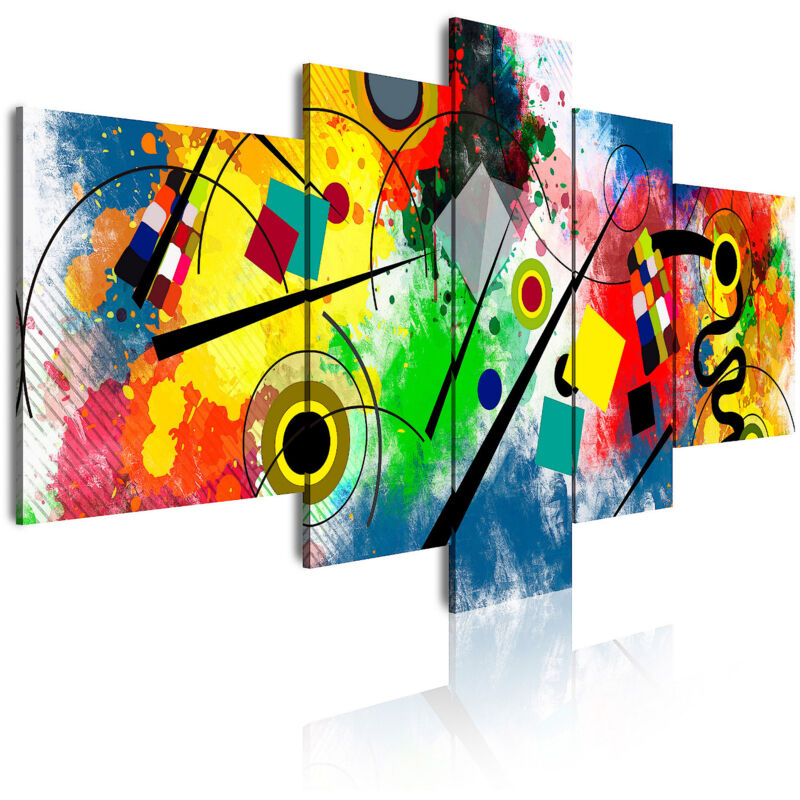 

Dekoarte - 438 - Cuadros Modernos Impresión de Imagen Artística Digitalizada | Abstractos Kandinsky Rojo Azul | 5 Piezas 180x85cm XXL