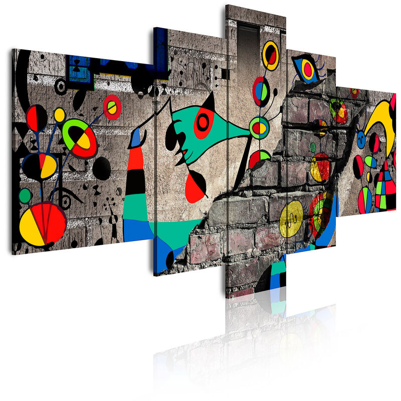 

DekoArte 445 - Cuadros Modernos Impresión de Imagen Artística Digitalizada | Abstractos Miró Colores Rojos | 5 Piezas 180x85cm XXL