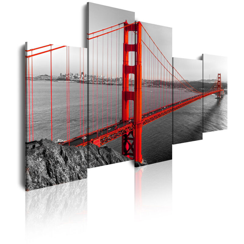 

126 - Cuadros Modernos Impresión de Imagen Artística Digitalizada | EEUU Golden Gate San Francisco | 5 Piezas 150x95cm - Dekoarte