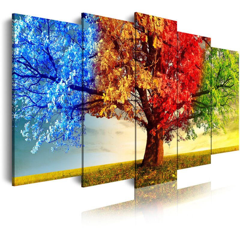 

Dekoarte - 511 - Cuadros Modernos Impresión de Imagen Artística Digitalizada | Paisaje Árboles Cuatro Estaciones | 5 Piezas 150x80cm