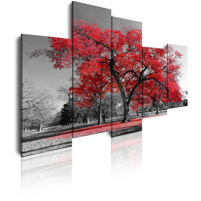 

Dekoarte - 16 - Cuadros Modernos Impresión de Imagen Artística Digitalizada | Paisaje Árboles Rojos | 5 Piezas 150x95cm