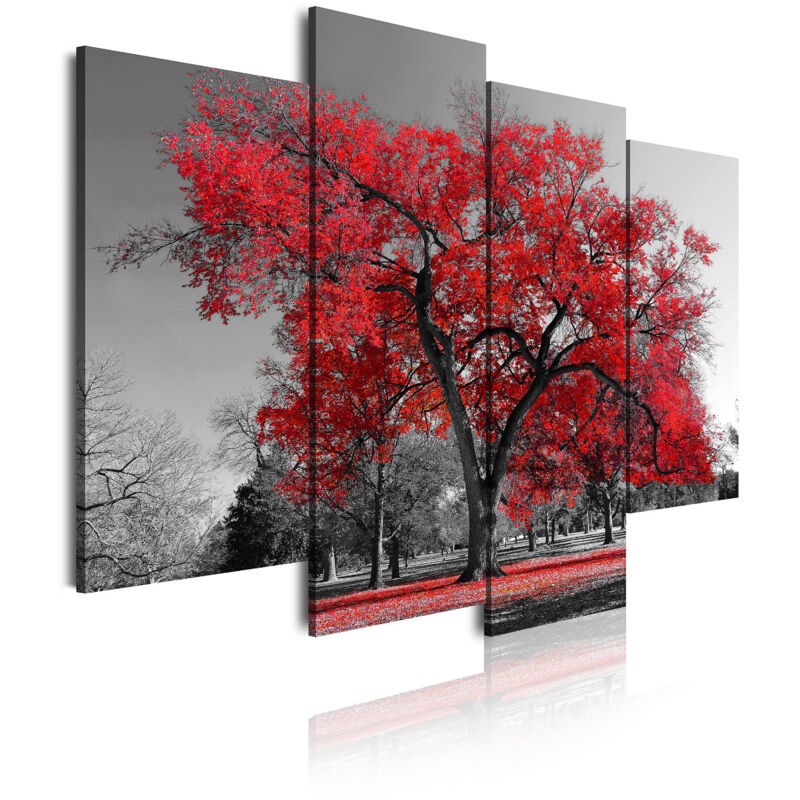 

41 - Cuadros Modernos Impresión de Imagen Artística Digitalizada | Paisaje Árboles Rojos | 4 Piezas 120x85 cm - Dekoarte