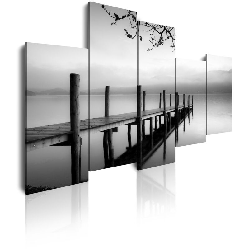 

DekoArte 91 - Cuadros Modernos Impresión de Imagen Artística Digitalizada | Paisaje de Agua Blanco y negro | 5 Piezas 150x95cm
