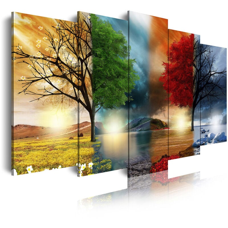 

Dekoarte - 237 - Cuadros Modernos Impresión de Imagen Artística Digitalizada | Paisaje Cuatro Estaciones | 5 Piezas 150x80cm