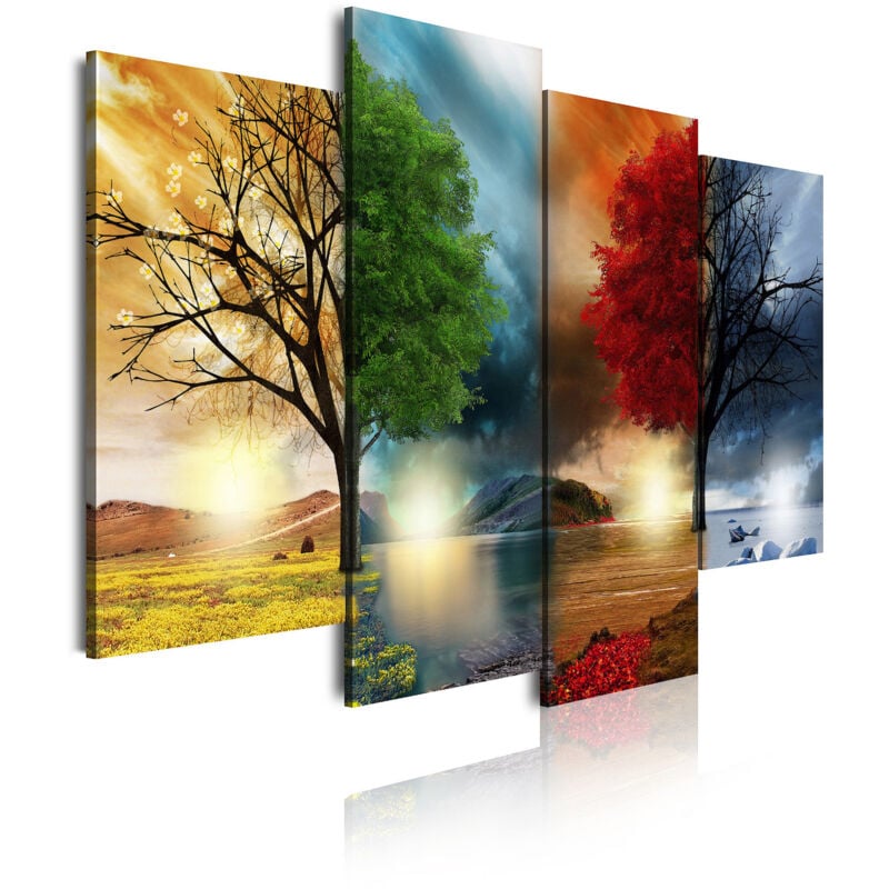 

248 - Cuadros Modernos Impresión de Imagen Artística Digitalizada | Paisaje Cuatro Estaciones | 4 Piezas 120x85cm - Dekoarte