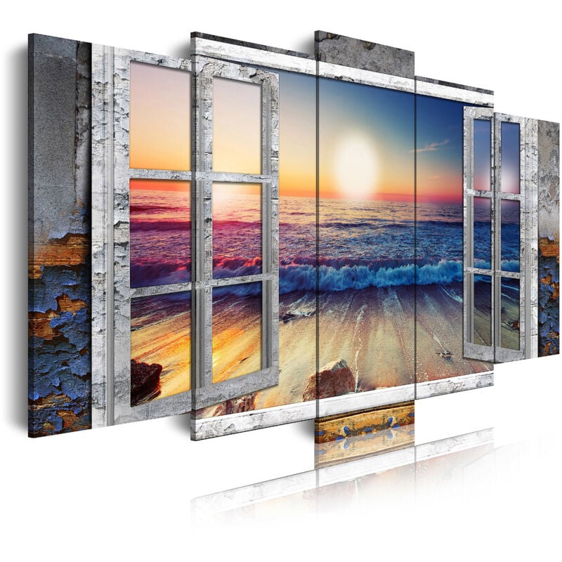

495 - Cuadros Modernos Impresión de Imagen Artística Digitalizada | Vistas Ventana Playa | 5 Piezas 150x80cm - Dekoarte