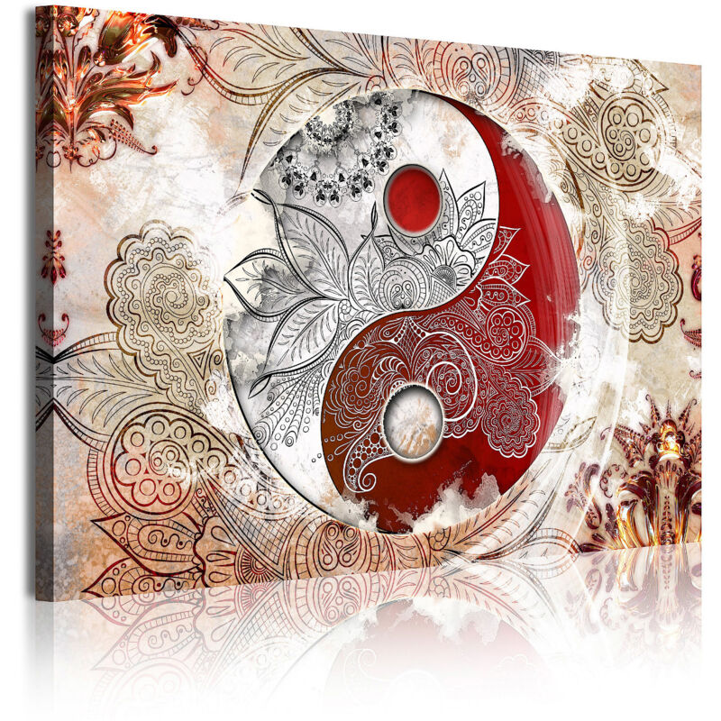

365 - Cuadros Modernos Impresión de Imagen Artística Digitalizada | Ying Yang Zen Beige Rojo | 1 Piezas 120x80cm - Dekoarte