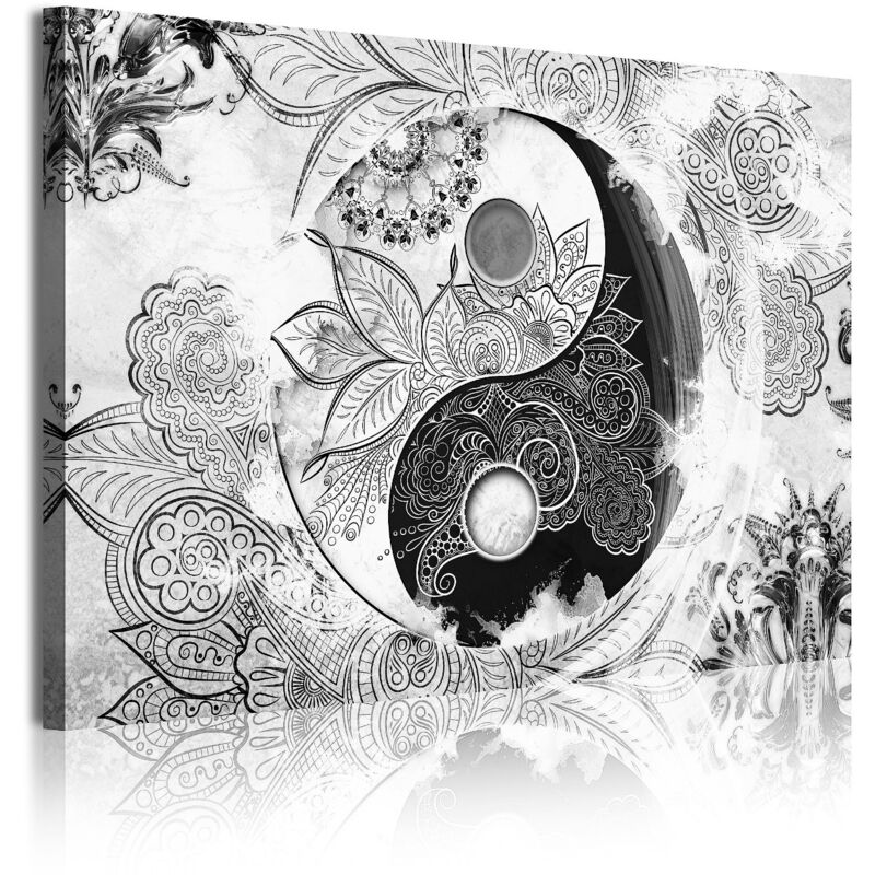 

366 - Cuadros Modernos Impresión de Imagen Artística Digitalizada | Ying Yang Zen Blanco Negro | 1 Pieza 120x80cm - Dekoarte