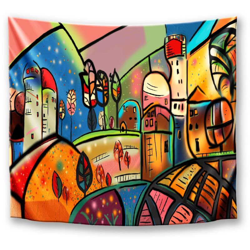 

DekoArte TP24 - Tapiz Moderno De Pared Impresión Artística Digitalizada | Tela poliéster 100% | Estilo Abstracto Naif | 150 x 130 cm