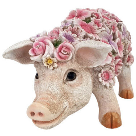 Dekofigur Blumenschwein stehend 16 x 13 x 31 cm Dekofigur