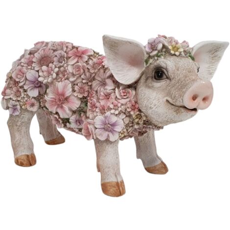Dekofigur Blumenschwein stehend 18 x 14 x 33 cm