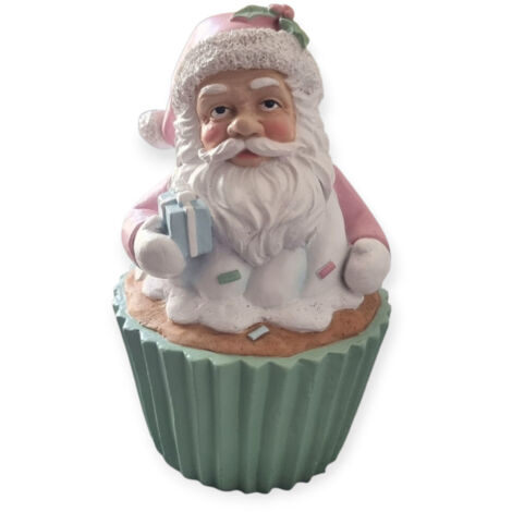 Dekofigur Cupcake Weihnachtsmann 14,5 x 9 x 9 cm bunt Weihnachtscharaktere