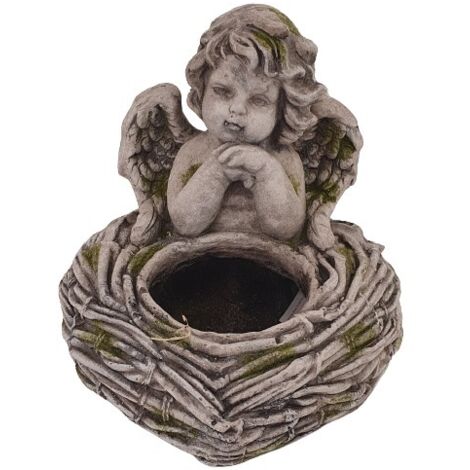 Dekofigur Engel zum Bepflanzen 31,5 x 27 x 31 cm grau Skulptur