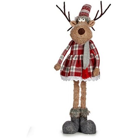 Dekofigur Hirsch Schal 17 x 78 x 24 cm rot grau