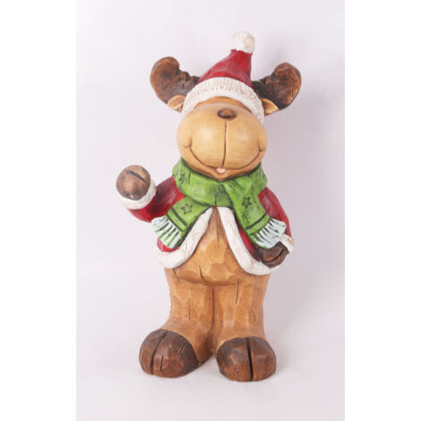 Dekofigur Rentier 40 x 22 cm bunt Weihnachtscharaktere