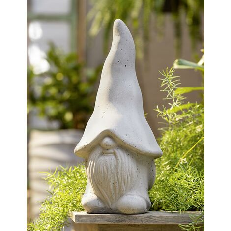Dekofigur Wichtel aus Beton, grau, stehend, 45 cm groß, Gartenfigur, Gartenwichtel wetterfest, Gartendeko für Draußen