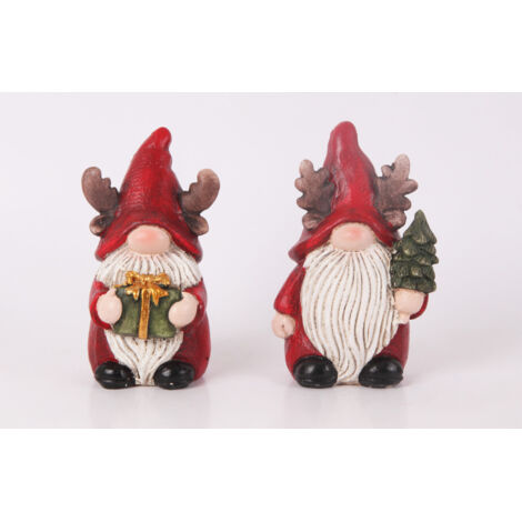 Dekofigur Zwerg Polyresin 15 cm rot weiß 2-fach sortiert Weihnachtscharaktere