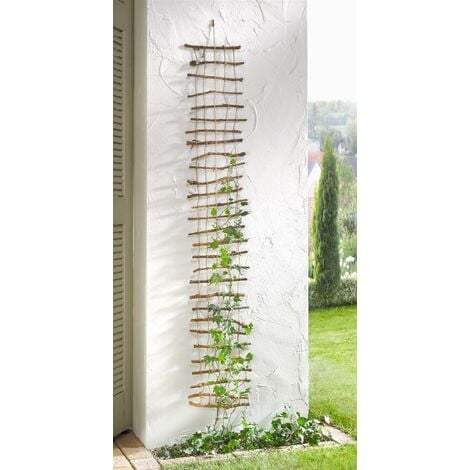 Dekogitter Strickleiter aus Reisig & Hanf, 25x150 cm, Rankhilfe für die Hauswand, Kletterhilfe, Gartendeko, Dekoleiter