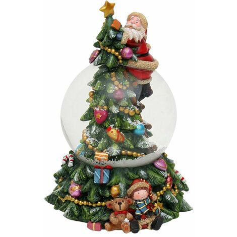 Dekohelden24 Incantevole sfera di neve sull'albero di Natale, con Babbo Natale e suono, 500897, dimensioni (altezza x larghezza x diametro): circa 18,5 x 13,3 cm, diametro 10 cm.