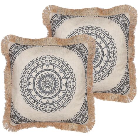 Dekokissen 2er Set AGRIMONY 45 x 45 cm Schwarz Orientalisches Muster