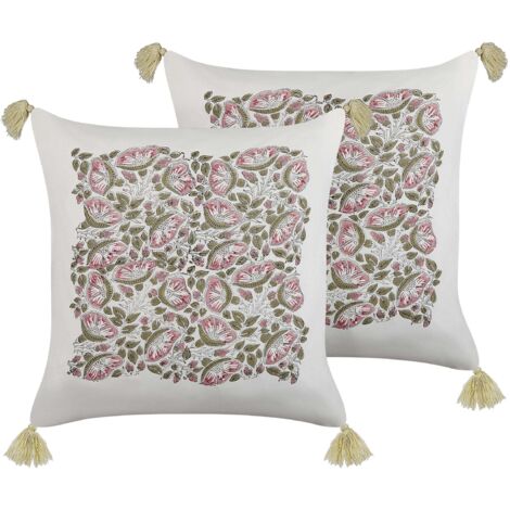 Dekokissen 2er Set CARISSA Baumwolle 45 x 45 cm Bunt Blumenmuster