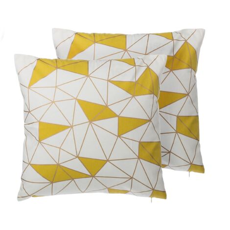 Dekokissen 2er Set CLARKIA Baumwolle 45 x 45 cm Gelb Geometrisches Muster
