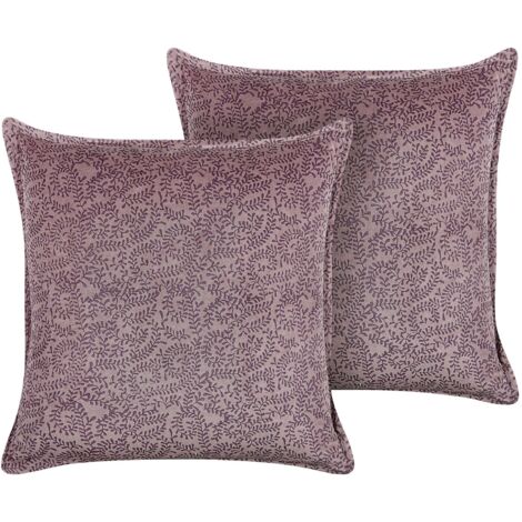 Dekokissen 2er Set KALMIA Samtstoff 45 x 45 cm Rosa Blumenmuster
