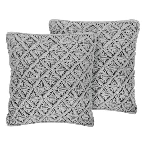 Dekokissen 2er Set KIZKALESI Baumwolle 45 x 40 cm Grau Geometrisches Muster