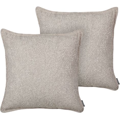 Dekokissen 2er Set SENECIA Bouclé 45 x 45 cm Beige Ohne Muster
