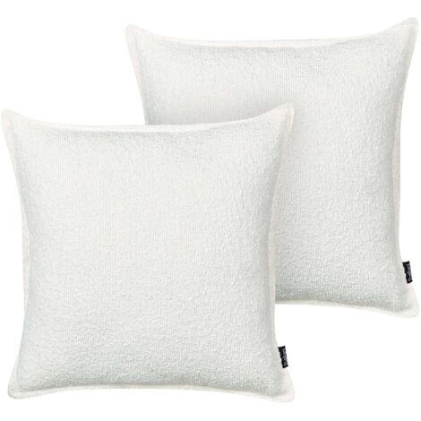 Dekokissen 2er Set SENECIA Bouclé 45 x 45 cm Cremeweiß Ohne Muster
