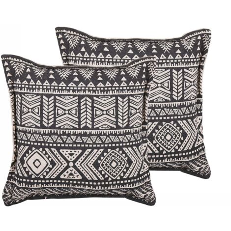 Dekokissen 2er Set SIRVAN Baumwolle 45 x 45 cm Schwarz Geometrisches Muster