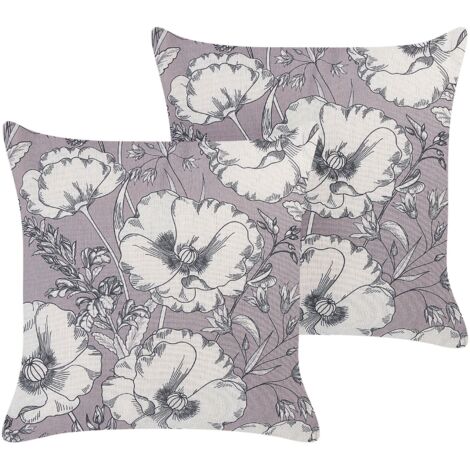 Dekokissen 2er Set SOPHORA 45 x 45 cm Grau Blumenmuster
