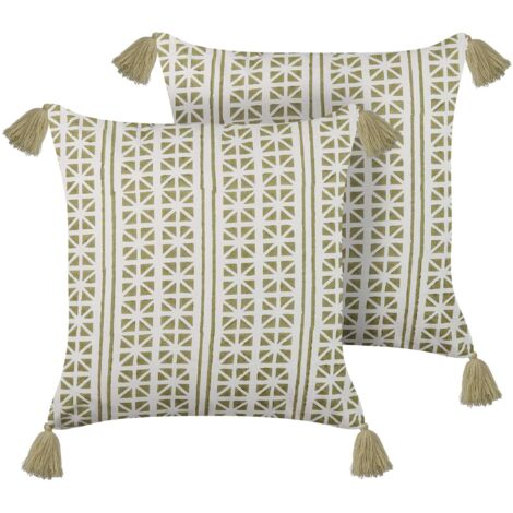 Dekokissen 2er Set SYRINGA Baumwolle 45 x 45 cm Grün Geometrisches Muster