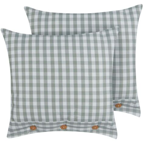 Dekokissen 2er Set TALYA 45 x 45 cm Mintgrün Kariertes Muster