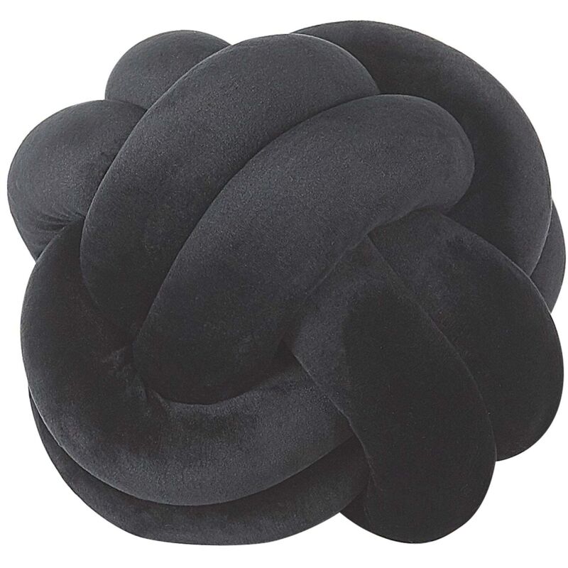 Beliani Dekokissen Malni Samtstoff 20 X 20 Cm Schwarz Ohne Muster