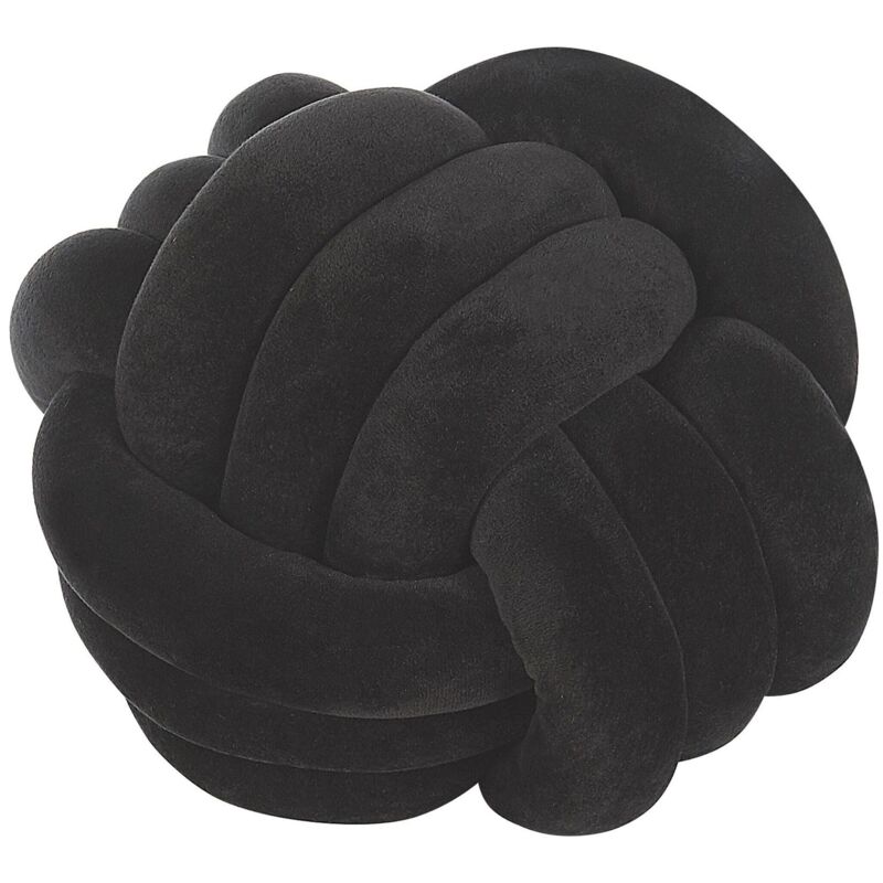 Beliani - Dekokissen Schwarz Samtstoff 30 X 30 Cm Knotenball Sofakissen Verknotet Wohnaccessoires Wohnzimmer Schlafzimmer Kinderzimmer Modern