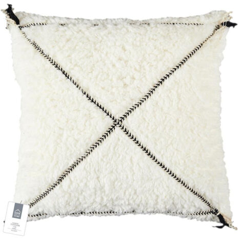 Dekokissen Sherpa weiß SCHWARZES MUSTER 40cm