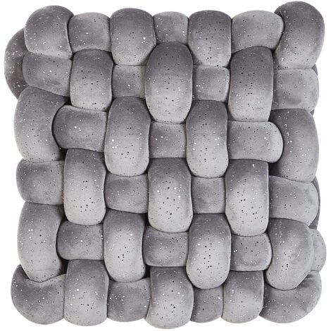 Dekokissen SIRALI Samtstoff 30 x 30 cm Grau Ohne Muster