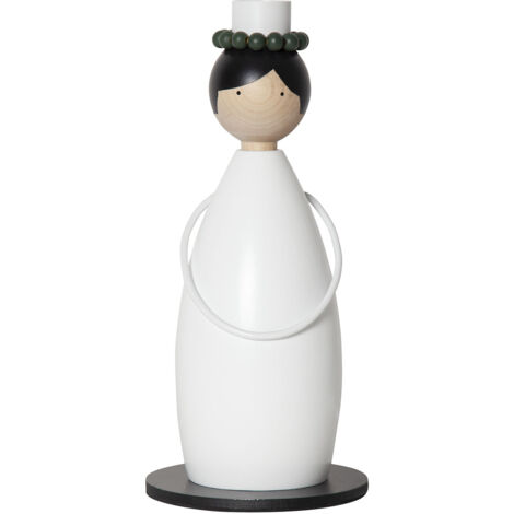 Dekoleuchte Lucia Classic, Mädchen mit Kranz, Holz, weiß 26cm