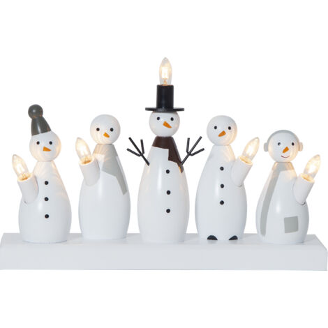 Dekoleuchte Snowman, Holz, weiß