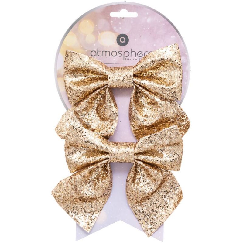 Fééric Lights And Christmas 2er-set Dekoschleifen Mit Glitter 16x14cm Gold - Atmosphera Créateur D'Intérieur