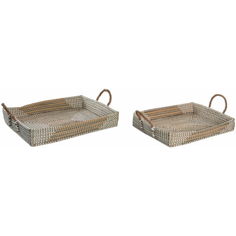 Dekorationsschale Set 2 Grassee 52x38x15 Material Natural Gras Farbe Multicoly Family Dekorationsplateaux Details