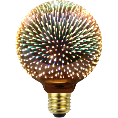 Dekorative 3D-LED-Glühbirne (G125), Feuerwerkseffekt, E27-Fassung, AC 85–265 V, 4 W