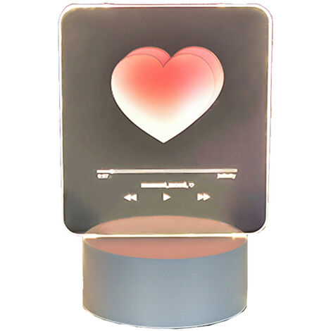 Dekorative 3D-LED-Nachtleuchte mit USB-Anschluss für Wohnzimmer, Büro, Schlafzimmer, Kunsträume, sanftes Licht, herzförmiges Acryl-Design, 1 Stück