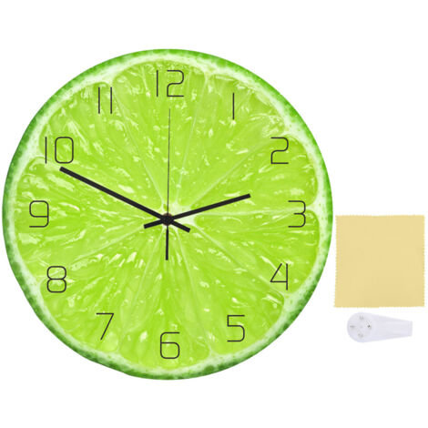 Dekorative Acryl-Wanduhr mit limettengrünem Design für Büro und Wohnzimmer