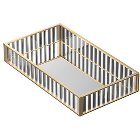 Dekorative Aufbewahrungsschale mit handgeschweißtem Kupferrand – geriffeltes Glas – 3 Größen erhältlich (17,5 x 25,5 cm, 14 x 20,5 cm, 19,5 x 30,5 cm) – transparent – für Kosmetik und Aufbewahrung