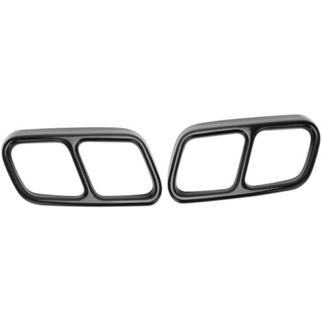Dekorative Auspuffblendenabdeckung mit vier Enden und Nutrahmen aus Edelstahl, Ersatz für Mercedes-Benz CLS W218 2012-2017 (Schwarz glänzend)