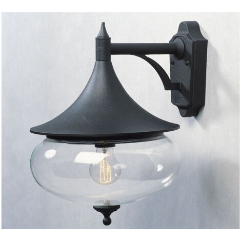 Dekorative Außenwandleuchte LIBRA, Alu schwarz / Glas klar, Beleuchtung Haus