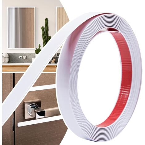 Dekorative Bordüre, selbstklebender Zierstreifen für Türen, Fenster, flexible Spiegel, Schränke und Bordüren (Weiß, 2 cm x 6 m)
