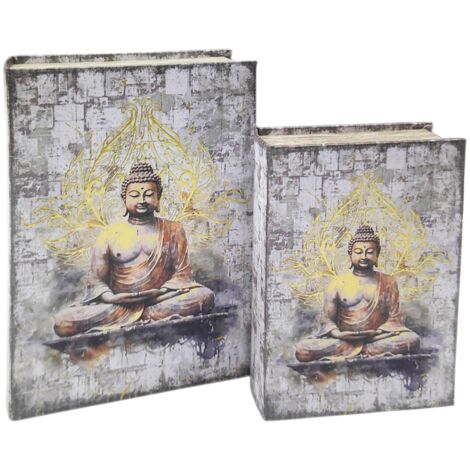 Dekorative Buddha-Buchbox – Set mit 2 Aufbewahrungsboxen im orientalischen Stil für Geschenke und Heimdekoration